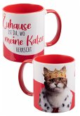 mug - Katze - zuhause -inner red