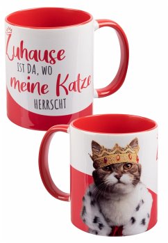 mug - Katze - zuhause -inner red