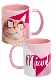 mug - Katze - miau -inner pink