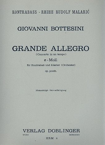 Grande allegro concerto in uno tempo e-moll Kontrabass und Klavier