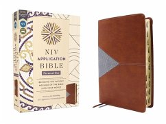 NIV Application Bible, Personal Size, Leathersoft, Brown/Blue, Red Letter, Indexed, Comfort Print - Zondervan