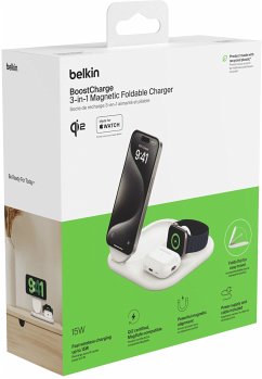 Cover Belkin BOOST Charge 3in1 Qi2 15W magn.Ladestation weiß WIZ029vfWH