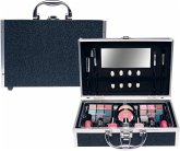 Casuelle Kosmetikkoffer mit blau schwarz glitzernen Oberfläche, 25 x 19 x 7,5