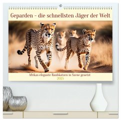 Geparden - die schnellsten Jäger der Welt (hochwertiger Premium Wandkalender 2025 DIN A2 quer), Kunstdruck in Hochglanz