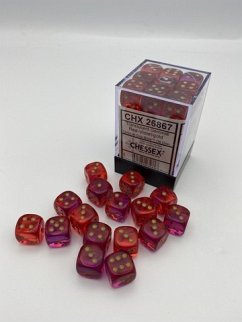 GeminiŽ 12mm d6 Translucent Red-Violet/gold Dice Block (36 dice)