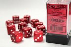 Opaque 16mm d6 Red/white Dice Block (12 dice)