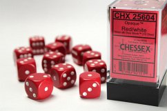 Opaque 16mm d6 Red/white Dice Block (12 dice)