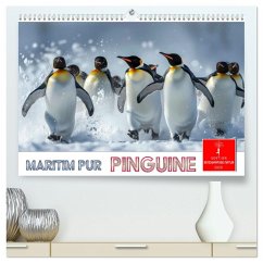 Maritim pur - Pinguine (hochwertiger Premium Wandkalender 2025 DIN A2 quer), Kunstdruck in Hochglanz