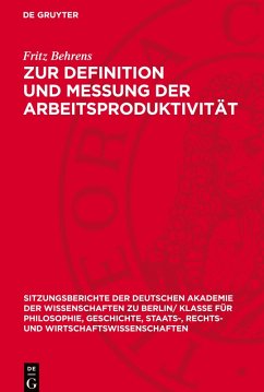 Cover Zur Definition und Messung der Arbeitsproduktivität