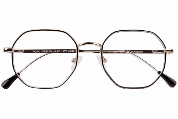 Lesebrille YOKO, schwarz-gold, +3.00 dpt mit Etui