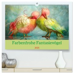 Farbenfrohe Fantasievögel (hochwertiger Premium Wandkalender 2025 DIN A2 quer), Kunstdruck in Hochglanz