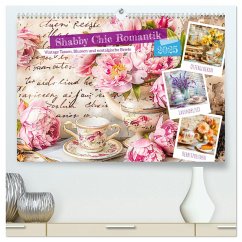 Shabby Chic Romantik - Vintage Tassen, Blumen und nostalgische Briefe (hochwertiger Premium Wandkalender 2025 DIN A2 quer), Kunstdruck in Hochglanz