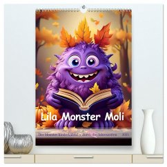 Lila Monster Moli - Der Monster Kinderkalender durch die Jahreszeiten (hochwertiger Premium Wandkalender 2025 DIN A2 hoch), Kunstdruck in Hochglanz