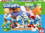 Schmidt Spiele 56524 - Schlumpfige Freunde, 150 Teile, Kinderpuzzle Die Schlümpfe mit Add-on