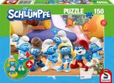 Schmidt Spiele 56524 - Schlumpfige Freunde, 150 Teile, Kinderpuzzle Die Schlümpfe mit Add-on