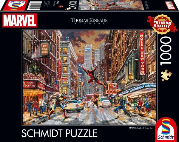 Schmidt Spiele 59959 - Deadpool, Snow Day, Puzzle Thomas Kinkade 1.000 Teile - Marvel