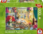 Schmidt Spiele 59789 - Puzzlezeit mit Katze, Puzzle Standard 1.000 Teile