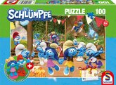 Schmidt Spiele 56523 - Verschlumpfte Party, 100 Teile, Kinderpuzzle Die Schlümpfe mit Add-on