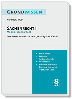 Grundwissen Sachenrecht I - Mobiliarsrecht - Hemmer, Karl-Edmund;Wüst, Achim;d'Alquen, Clemens