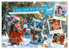 Lina und die Katzen - Magische Abenteuer in niedlichen Szenen (Wandkalender 2025 DIN A3 quer), CALVENDO Monatskalender