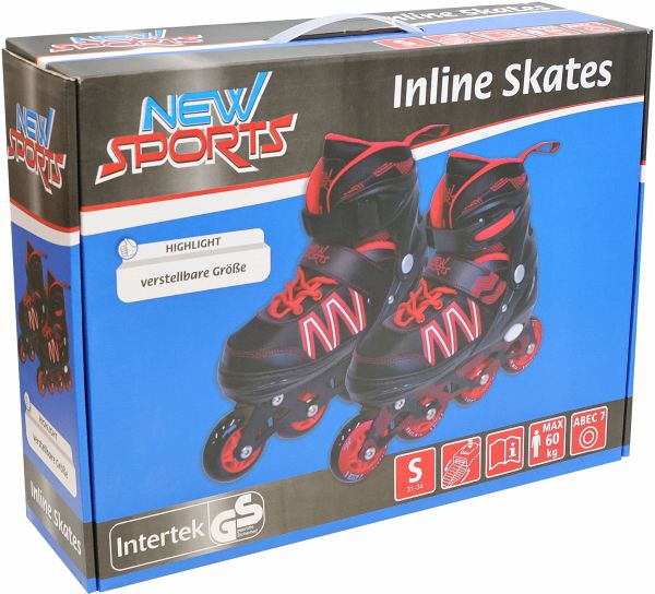 New Sports Inliner schwarz/rot ABEC 7, Größe 31-34 New Sports Inliner schwarz/rot ABEC 7, Größe 31-34