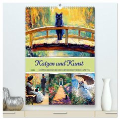 Katzen und Kunst - Samtige Herrscher der impressionistischen Gärten (hochwertiger Premium Wandkalender 2025 DIN A2 hoch), Kunstdruck in Hochglanz - Calvendo;Frost, Anja