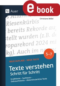 Cover Texte verstehen - Schritt für Schritt Klasse 5-7 (eBook, PDF)