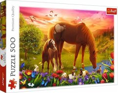 Cover Puzzle 500 Pferde auf der Wiese