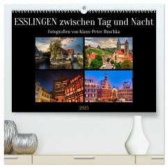 Esslingen zwischen Tag und Nacht (hochwertiger Premium Wandkalender 2025 DIN A2 quer), Kunstdruck in Hochglanz