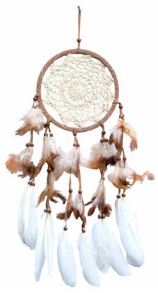Traumfänger mit gehäkeltem Netz, natur/braun Traumfänger mit gehäkeltem Netz, natur/braun