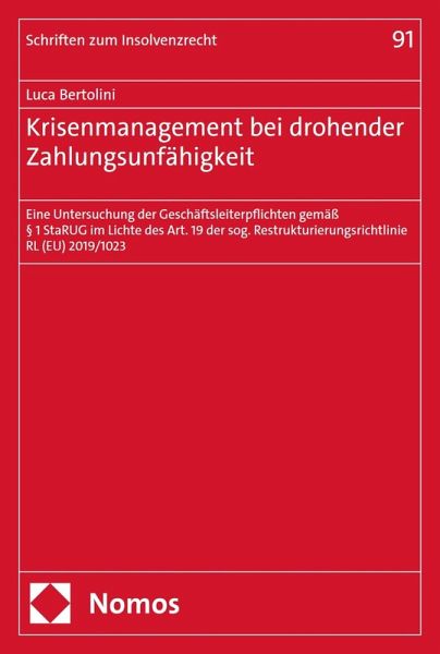 Krisenmanagement bei drohender Zahlungsunfähigkeit (eBook, PDF)