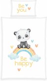 babybest® 2685235063 - Regenbogen Panda, Flanell-Bettwäsche (Made in Green), 40x60 cm + 100x135 cm, 100% Baumwolle