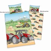 babybest® 2685243063 - Traktor Flanell-Bettwäsche (Made in Green), 40x60 cm + 100x135 cm, 100% Baumwolle