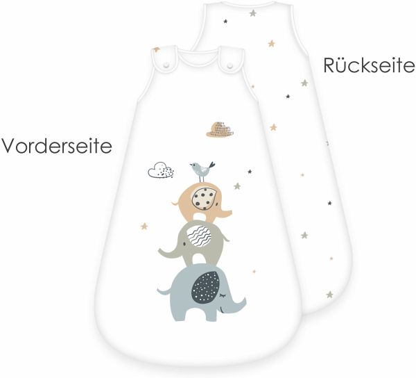babybest® 3385261231 - Elephants Baby-Schlafsack , 90x45 cm, Bezug: 100% Baumwolle Füllung: 100%Polyester