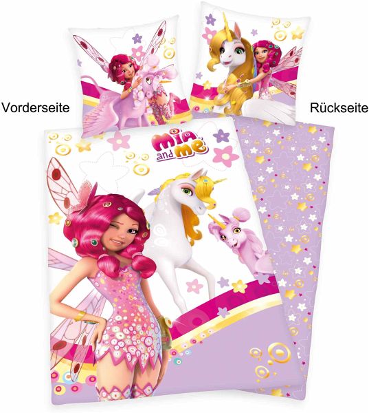 Mia & Me 4400209050 - Bettwäsche, 80x80 cm + 135x200 cm, 100% Baumwolle