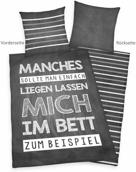 Young Collection 4459220050 - Sprüche Bettwäsche, 80x80 cm + 135x200 cm, 100% Baumwolle