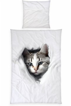 Cover Young Collection 4451253050 - Katze Bettwäsche, 80x80 cm + 135x200 cm, 100% Baumwolle