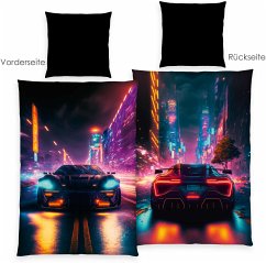 Cover Young Collection 4859414050 - Neon Car Bettwäsche, 80x80 cm + 135x200 cm, 100% Polyester
