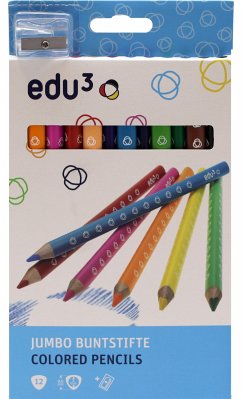 Cover edu³ Jumbo tri Buntstifte, 12er Set inkl. Spitzer