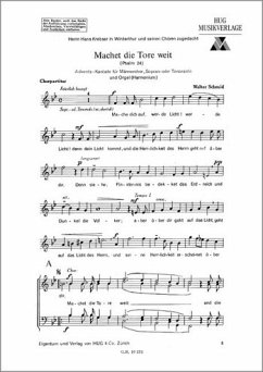 Cover Machet die Tore weit für Sopran (Tenor), Männerchor und Orgel (Harmonium) Chorpartitur
