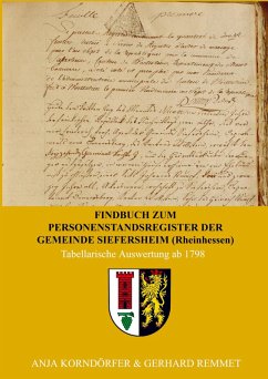 Cover Findbuch zum Personenstandsregister der Gemeinde Siefersheim/ Rheinhessen