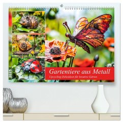 Gartentiere aus Metall - Upcycling-Dekoideen für kreative Gärten (hochwertiger Premium Wandkalender 2025 DIN A2 quer), Kunstdruck in Hochglanz