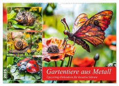 Gartentiere aus Metall - Upcycling-Dekoideen für kreative Gärten (Wandkalender 2025 DIN A2 quer), CALVENDO Monatskalender