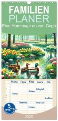 Familienplaner 2025 - Eine Hommage an van Gogh mit 5 Spalten (Wandkalender, 21 x 45 cm) CALVENDO