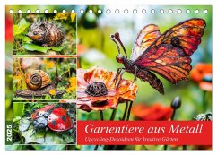 Gartentiere aus Metall - Upcycling-Dekoideen für kreative Gärten (Tischkalender 2025 DIN A5 quer), CALVENDO Monatskalender