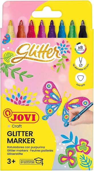 JOVI Faserschreiber ergonomic glitter, 8er Set JOVI Faserschreiber ergonomic glitter, 8er Set