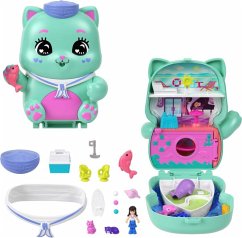 Polly Pocket Matrosenkatze-Schatulle, Spielset mit 1 kleinen Puppe und zwei Kä