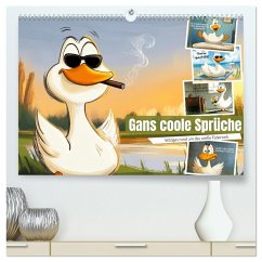 Gans coole Sprüche (hochwertiger Premium Wandkalender 2025 DIN A2 quer), Kunstdruck in Hochglanz