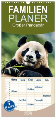 Familienplaner 2025 - Großer Pandabär mit 5 Spalten (Wandkalender, 21 x 45 cm) CALVENDO