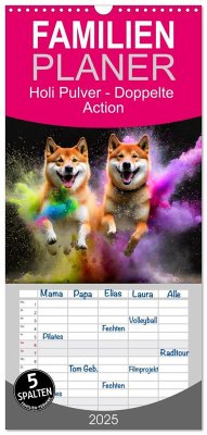 Familienplaner 2025 - Holi Pulver - Doppelte Action mit 5 Spalten (Wandkalender, 21 x 45 cm) CALVENDO